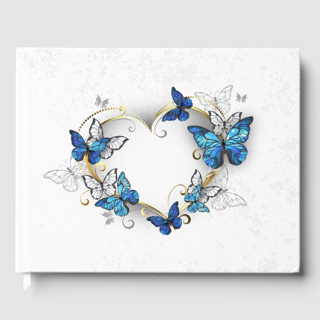 Jewellery Heart with Butterflies Morpho Guest Book (Front)