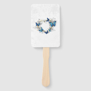 Jewellery Heart with Butterflies Morpho Hand Fan