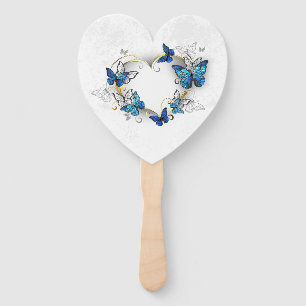 Jewellery Heart with Butterflies Morpho Hand Fan