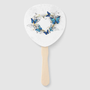 Jewellery Heart with Butterflies Morpho Hand Fan