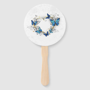 Jewellery Heart with Butterflies Morpho Hand Fan