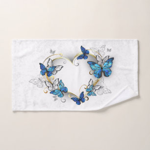 Jewellery Heart with Butterflies Morpho Hand Towel