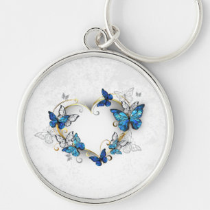 Jewellery Heart with Butterflies Morpho Key Ring