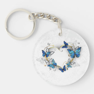 Jewellery Heart with Butterflies Morpho Key Ring