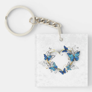 Jewellery Heart with Butterflies Morpho Key Ring