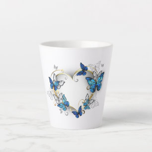 Jewellery Heart with Butterflies Morpho Latte Mug