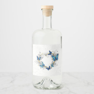 Jewellery Heart with Butterflies Morpho Liquor Bottle Label