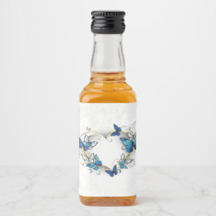 Jewellery Heart with Butterflies Morpho Liquor Bottle Label