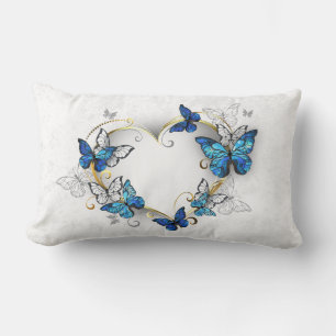 Jewellery Heart with Butterflies Morpho Lumbar Cushion