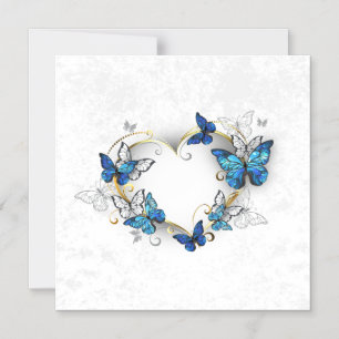 Jewellery Heart with Butterflies Morpho Magnetic Invitation