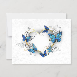 Jewellery Heart with Butterflies Morpho Magnetic Invitation