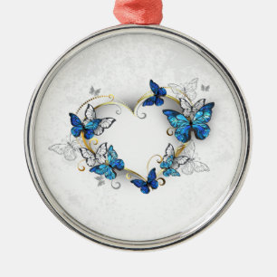 Jewellery Heart with Butterflies Morpho Metal Ornament