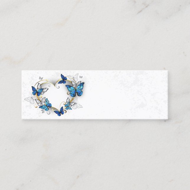 Jewellery Heart with Butterflies Morpho Mini Business Card (Front)