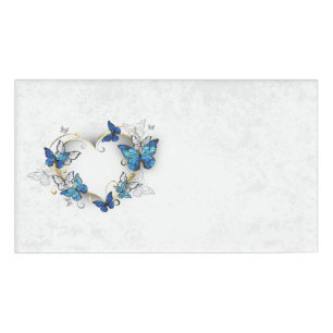 Jewellery Heart with Butterflies Morpho Name Tag