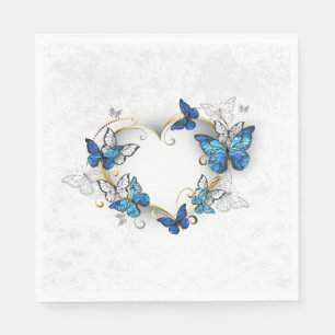 Jewellery Heart with Butterflies Morpho Napkin