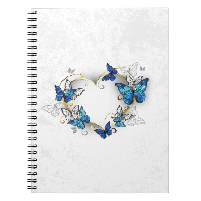 Jewellery Heart with Butterflies Morpho Notebook (Front)