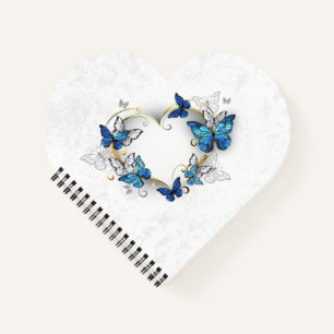 Jewellery Heart with Butterflies Morpho Notebook