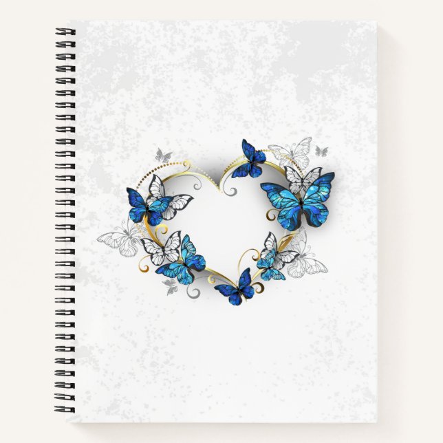 Jewellery Heart with Butterflies Morpho Notebook (Front)