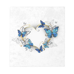 Jewellery Heart with Butterflies Morpho Notepad