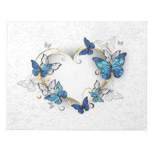 Jewellery Heart with Butterflies Morpho Notepad