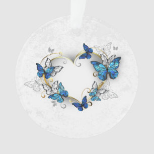 Jewellery Heart with Butterflies Morpho Ornament