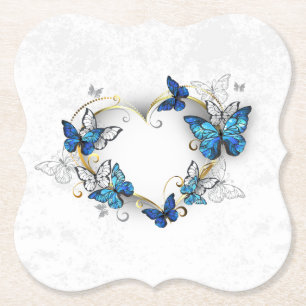 Jewellery Heart with Butterflies Morpho Paper Coaster