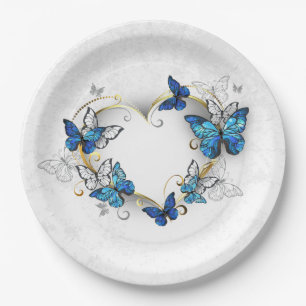 Jewellery Heart with Butterflies Morpho Paper Plate