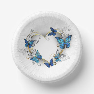Jewellery Heart with Butterflies Morpho Paper Plate