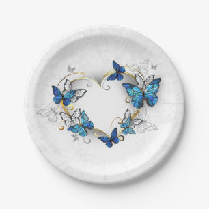 Jewellery Heart with Butterflies Morpho Paper Plate