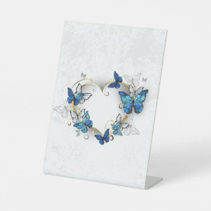 Jewellery Heart with Butterflies Morpho Pedestal Sign