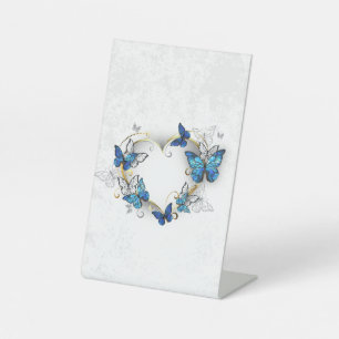 Jewellery Heart with Butterflies Morpho Pedestal Sign