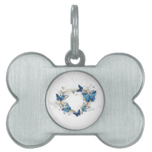 Jewellery Heart with Butterflies Morpho Pet ID Tag