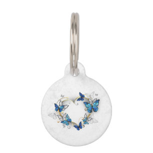 Jewellery Heart with Butterflies Morpho Pet Tag