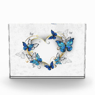 Jewellery Heart with Butterflies Morpho Photo Block
