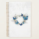 Jewellery Heart with Butterflies Morpho Planner<br><div class="desc">Jewelled,  golden heart with blue and white realistic butterflies morpho. Morpho. Design with blue butterflies morpho.</div>