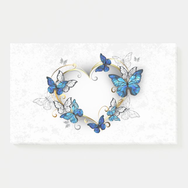 Jewellery Heart with Butterflies Morpho Post-it Notes (Front)