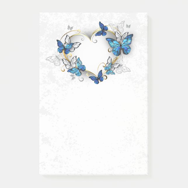 Jewellery Heart with Butterflies Morpho Post-it Notes (Front)