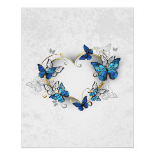 Jewellery Heart with Butterflies Morpho Poster