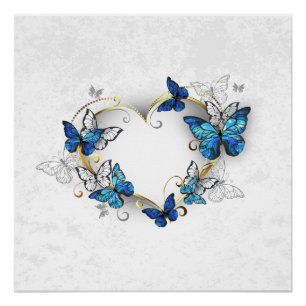 Jewellery Heart with Butterflies Morpho Poster
