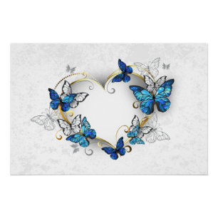 Jewellery Heart with Butterflies Morpho Poster