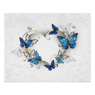 Jewellery Heart with Butterflies Morpho Poster
