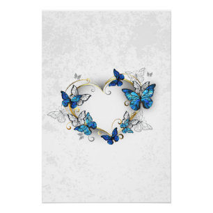 Jewellery Heart with Butterflies Morpho Poster