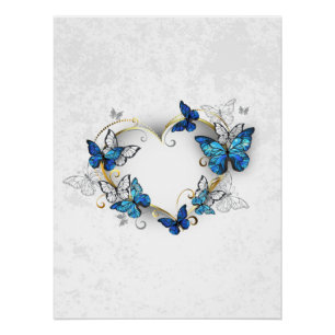Jewellery Heart with Butterflies Morpho Poster