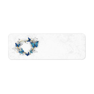 Jewellery Heart with Butterflies Morpho Return Address Label