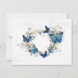 Jewellery Heart with Butterflies Morpho RSVP Card