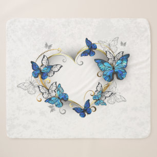 Jewellery Heart with Butterflies Morpho Sherpa Blanket