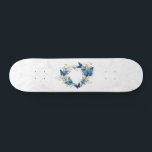 Jewellery Heart with Butterflies Morpho Skateboard<br><div class="desc">Jewelled,  golden heart with blue and white realistic butterflies morpho. Morpho. Design with blue butterflies morpho.</div>