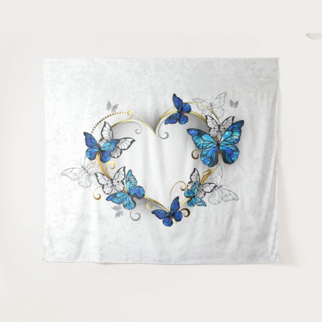 Jewellery Heart with Butterflies Morpho Tapestry (Front (Horizontal))