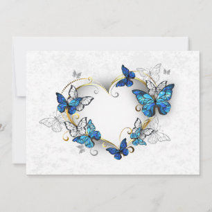 Jewellery Heart with Butterflies Morpho Thank You Card