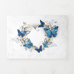 Jewellery Heart with Butterflies Morpho Tri-Fold Holiday Card